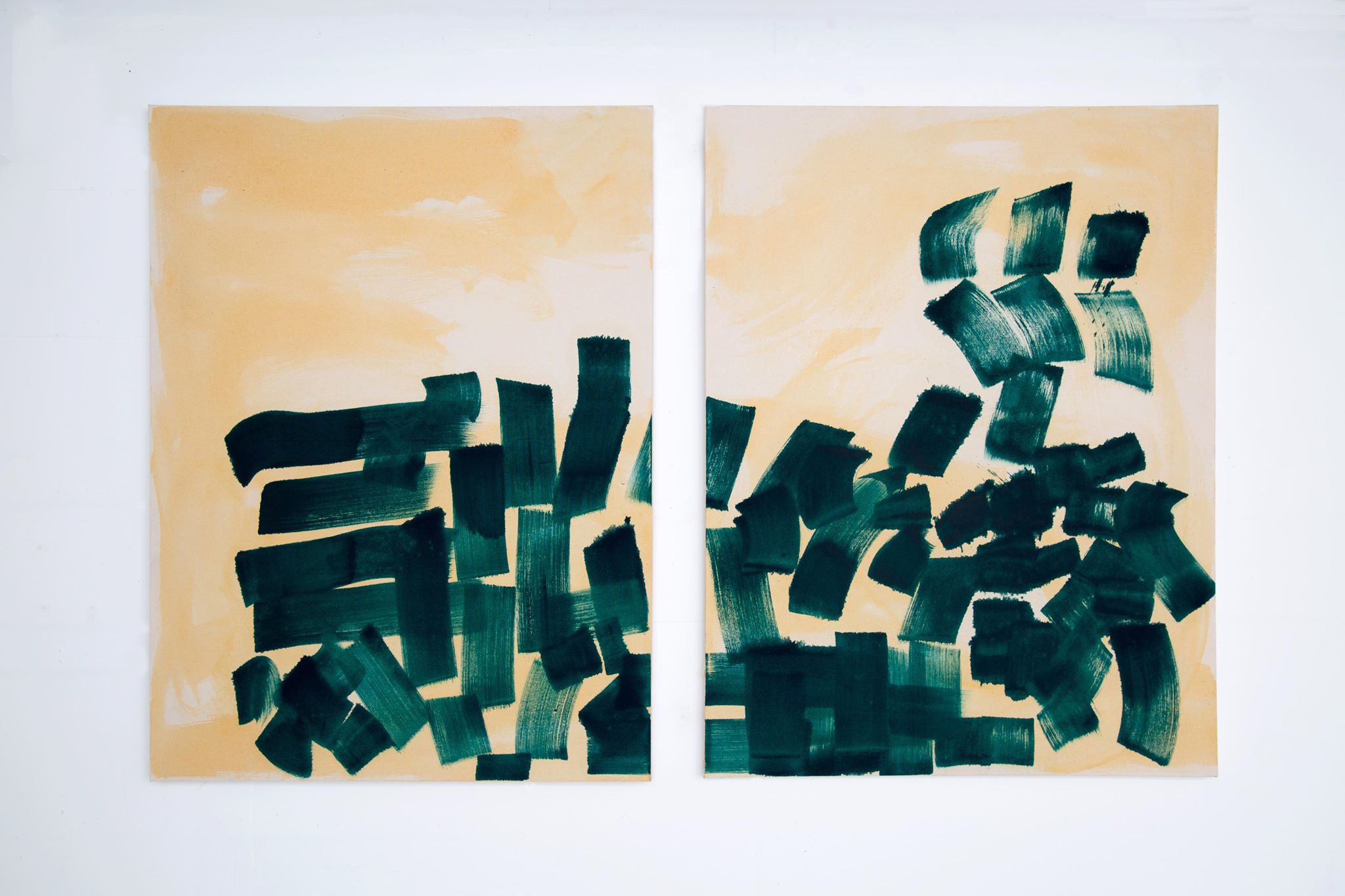 ‘Up in the Air’ 2020 120x100cm each Pigment and Medium on Canvas