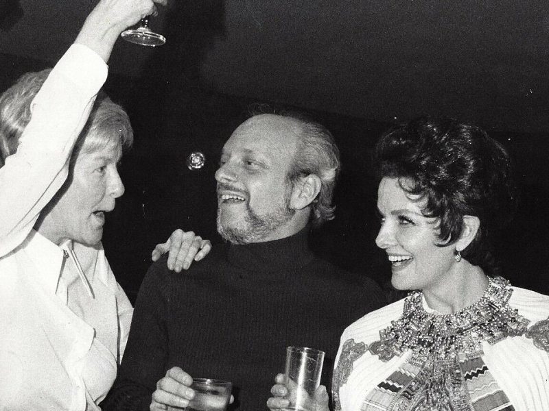Elaine Stritch, Harold Prince, and Jane Russell on the set of Stephen Sondheim's 'Company' (1971).