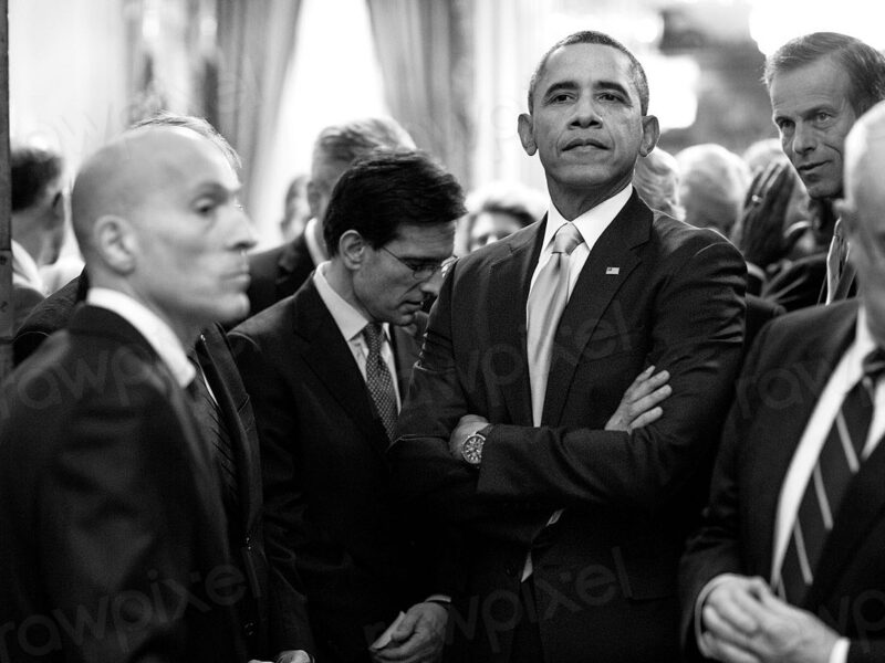 President Barack Obama waits with Sergeants