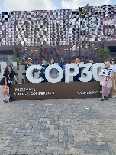 Image taken by Merna Elboghdady, used with her consent in the article. Shows the Global Youth Climate Training team at COP30.