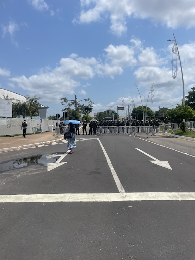 One of the entrances to the venue, with heavy security. Image taken by Merna Elboghdady, used with permission.