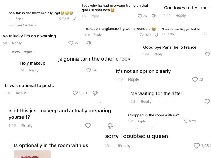 A collage of misogynistic comments from Tiktok.