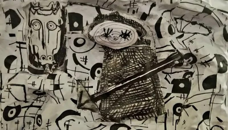 A piece of abstract art, made by Jas Mauj.