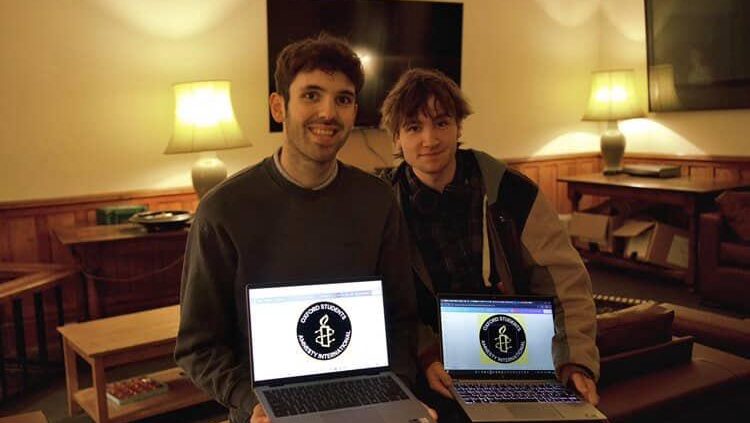 The co-founders of the Oxford Students Amnesty International Society.