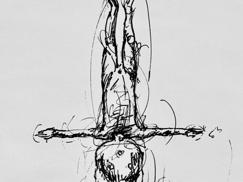 A sketch of the statue of Antony Gormley.