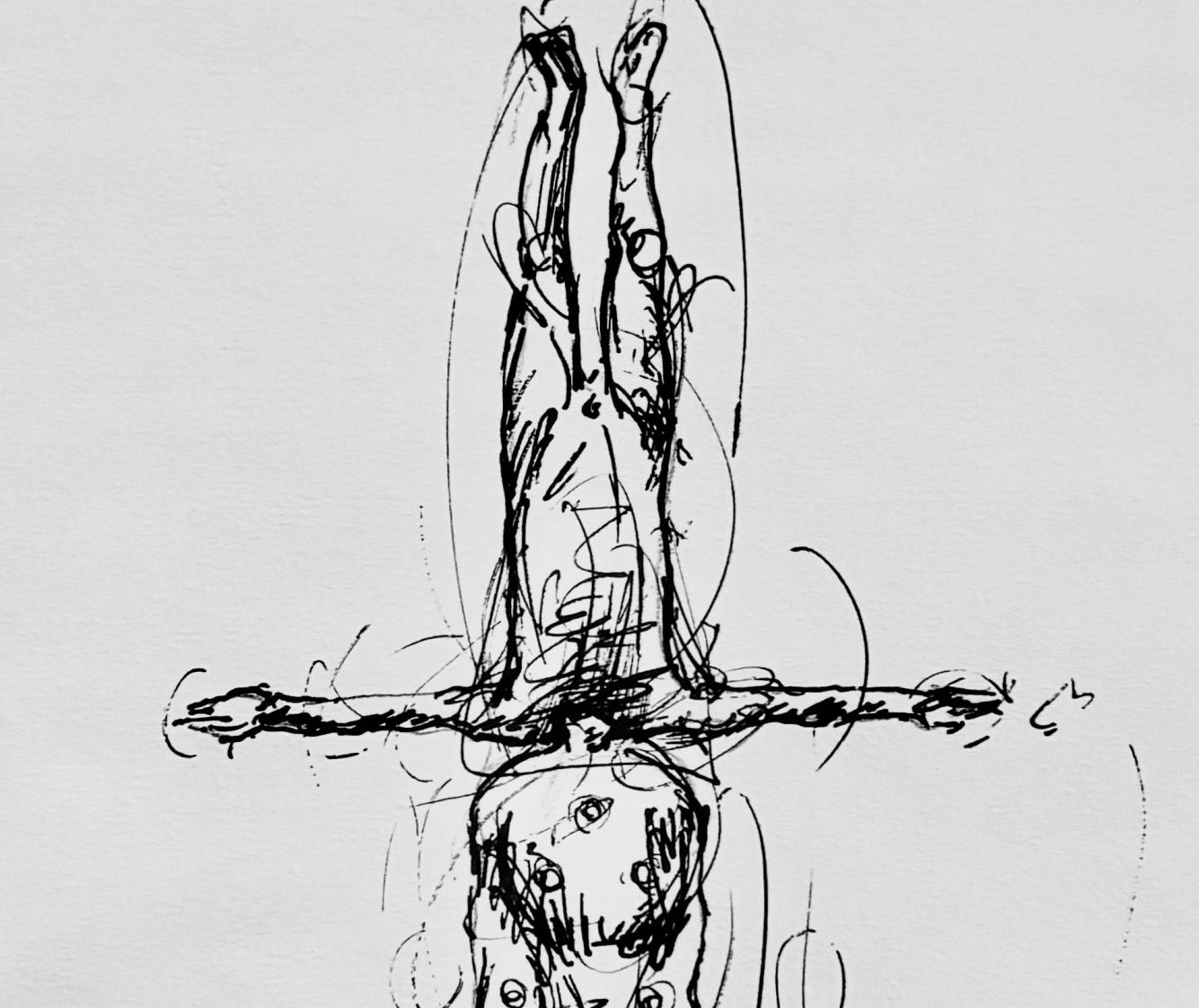 A sketch of the statue of Antony Gormley.