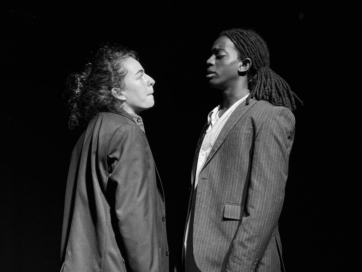 The two protagonists of Deaths and Entrances, Alf and Rube, face each other.