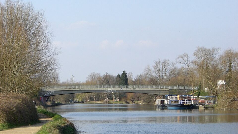 Donnington Bridge in the sunlight.
