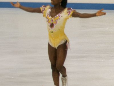 Figure skater Surya Bonaly, competing in 1992.