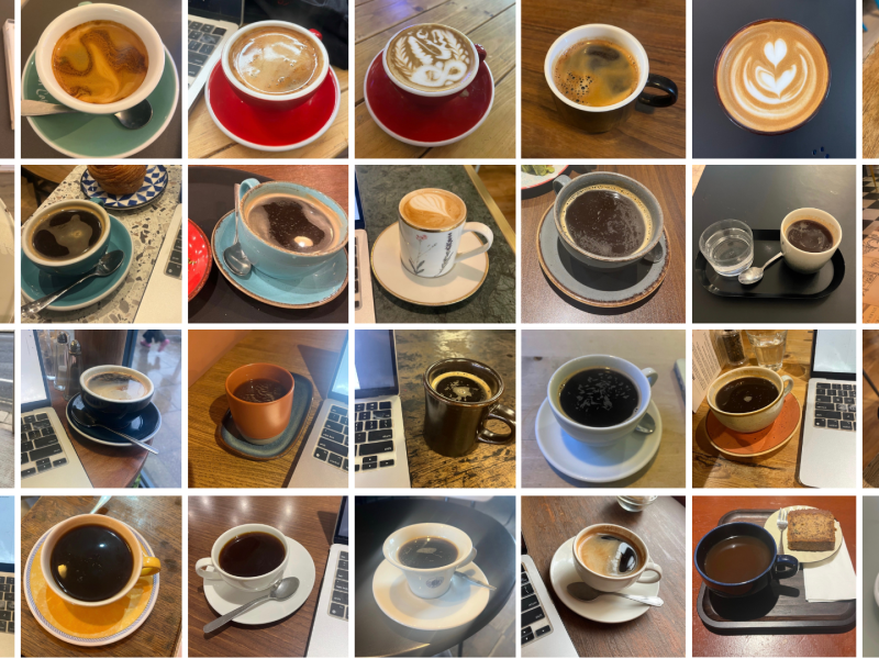 Collage of different cups of coffee