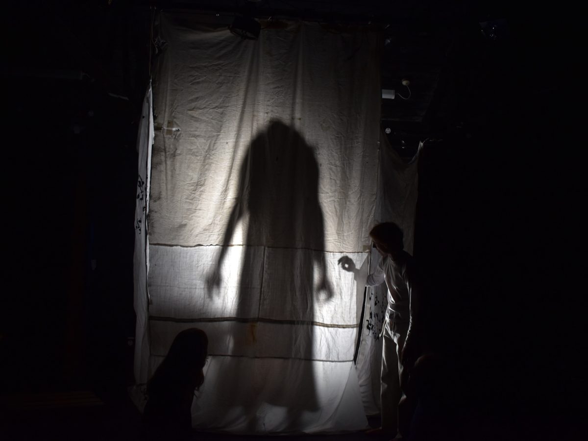 A silhouette behind a curtain from the Harrowing of Hell.26