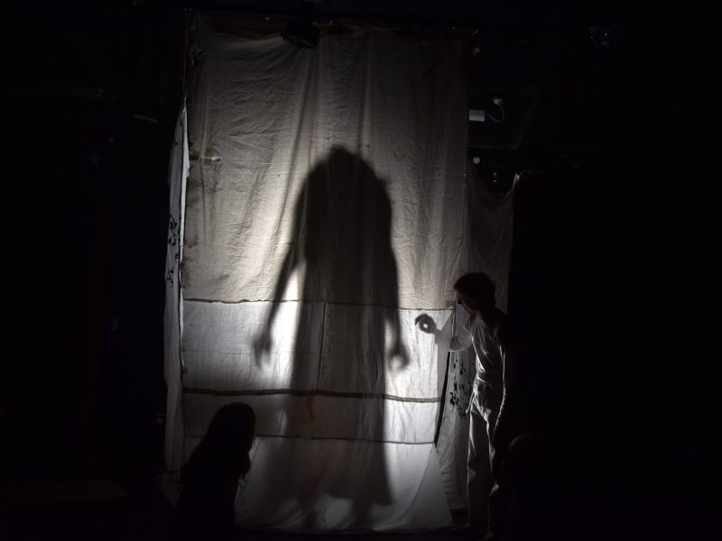 A silhouette behind a curtain from the Harrowing of Hell.26
