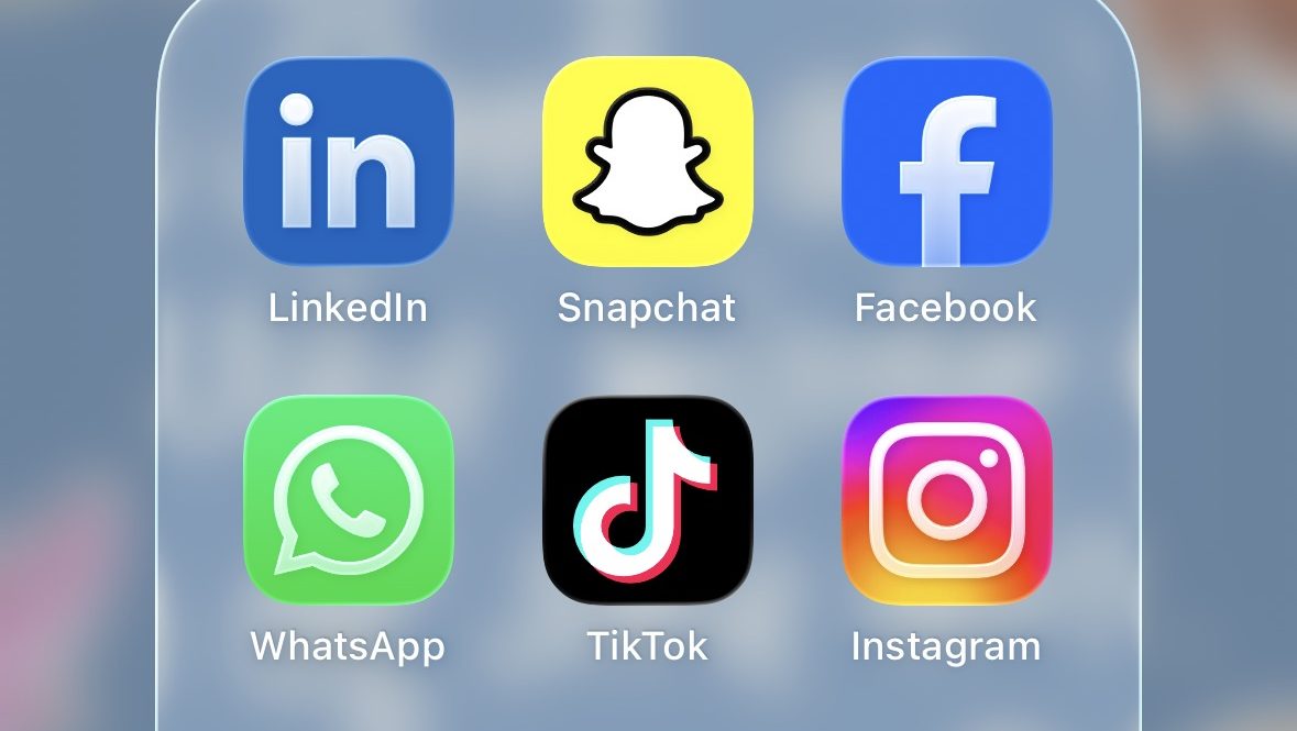 A screenshot of a home screen with social media apps on it.
