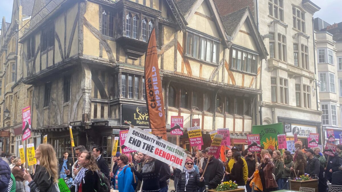 People Marching in Oxford on Cornmarket Street