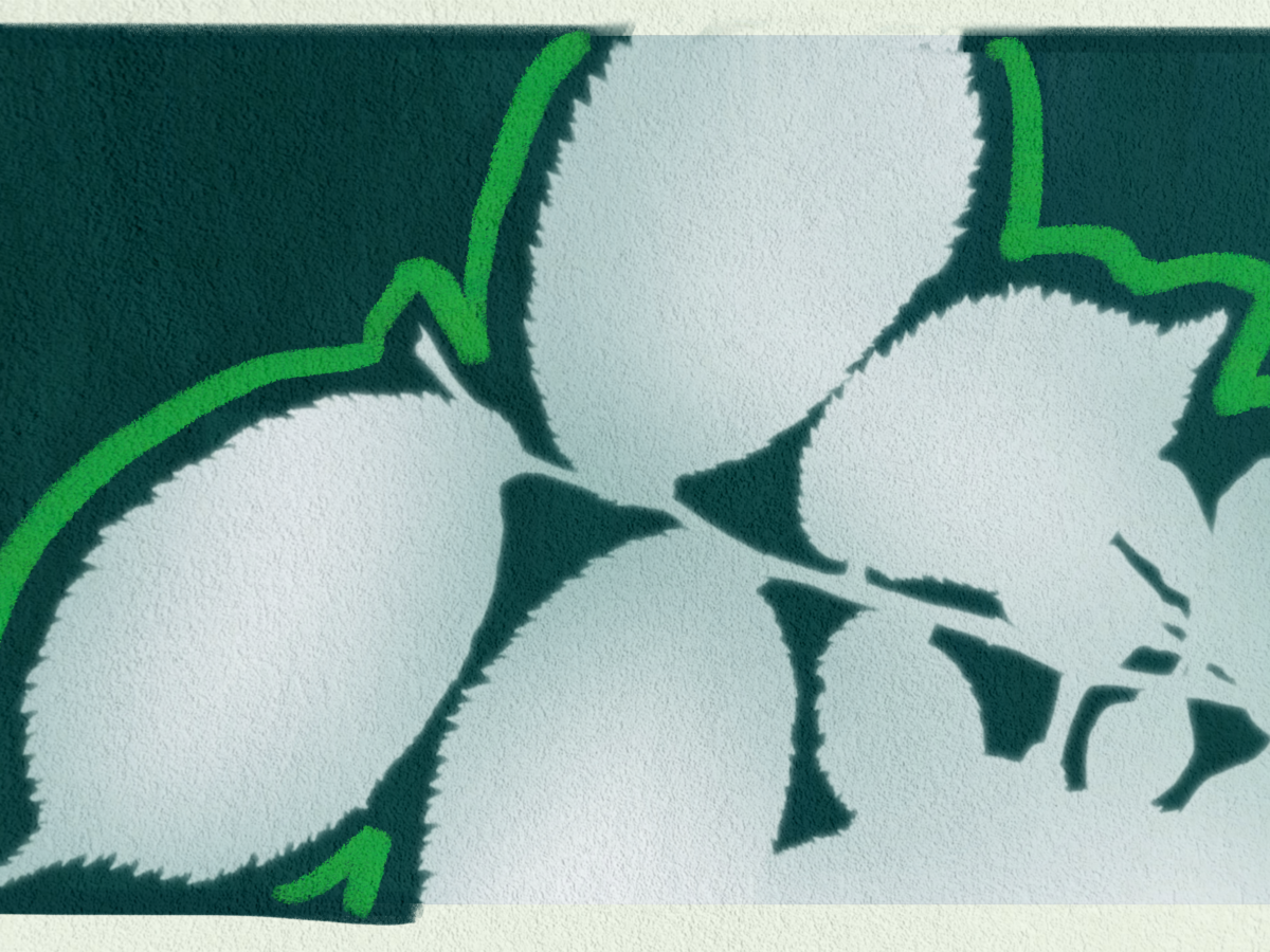Illustration of white leaves on a green background