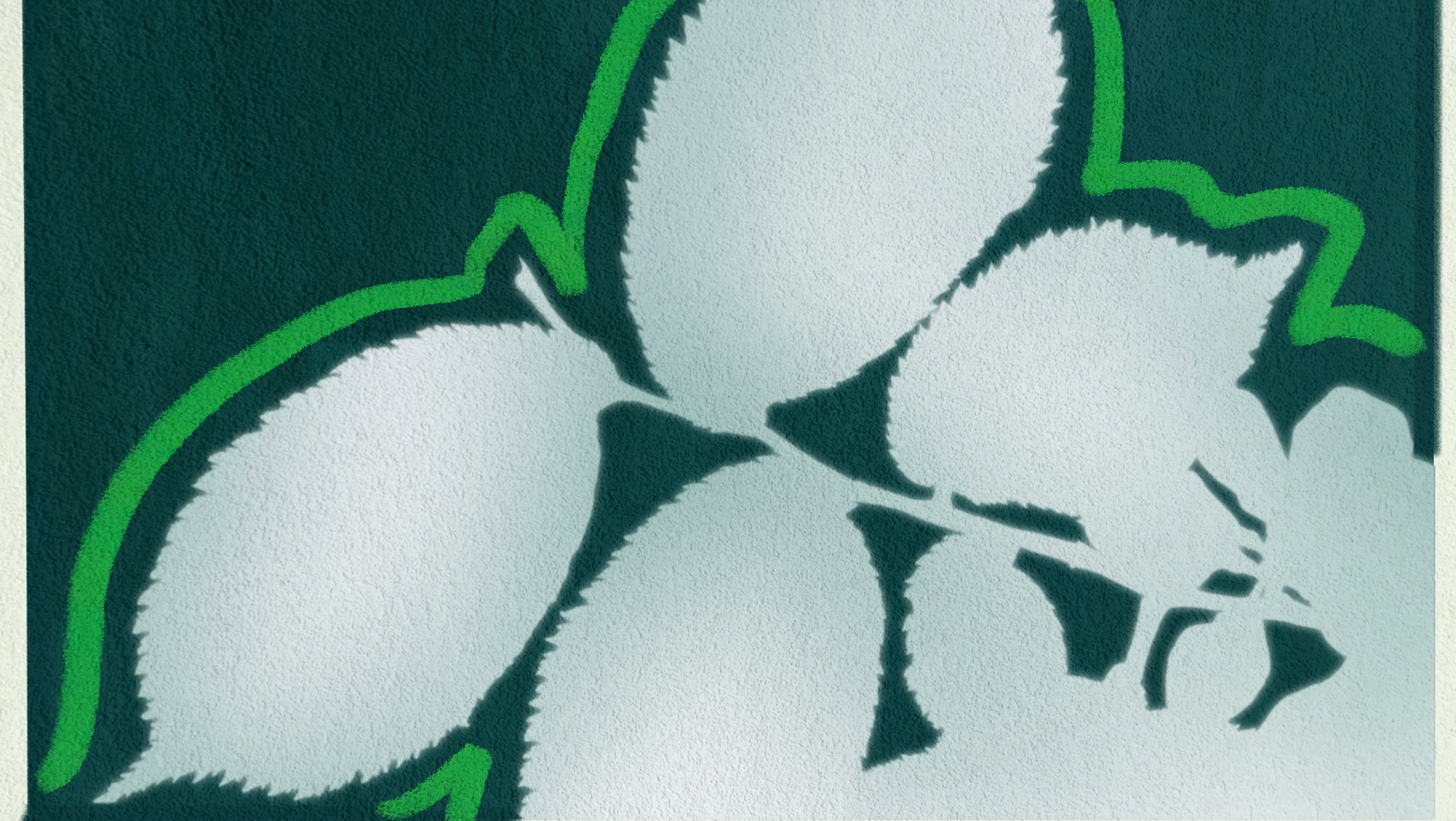 Illustration of white leaves on a green background