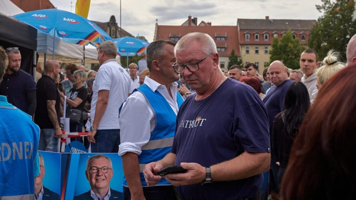 An image of an Alternative Fur Deutschland rally in Saxony-Anhalt