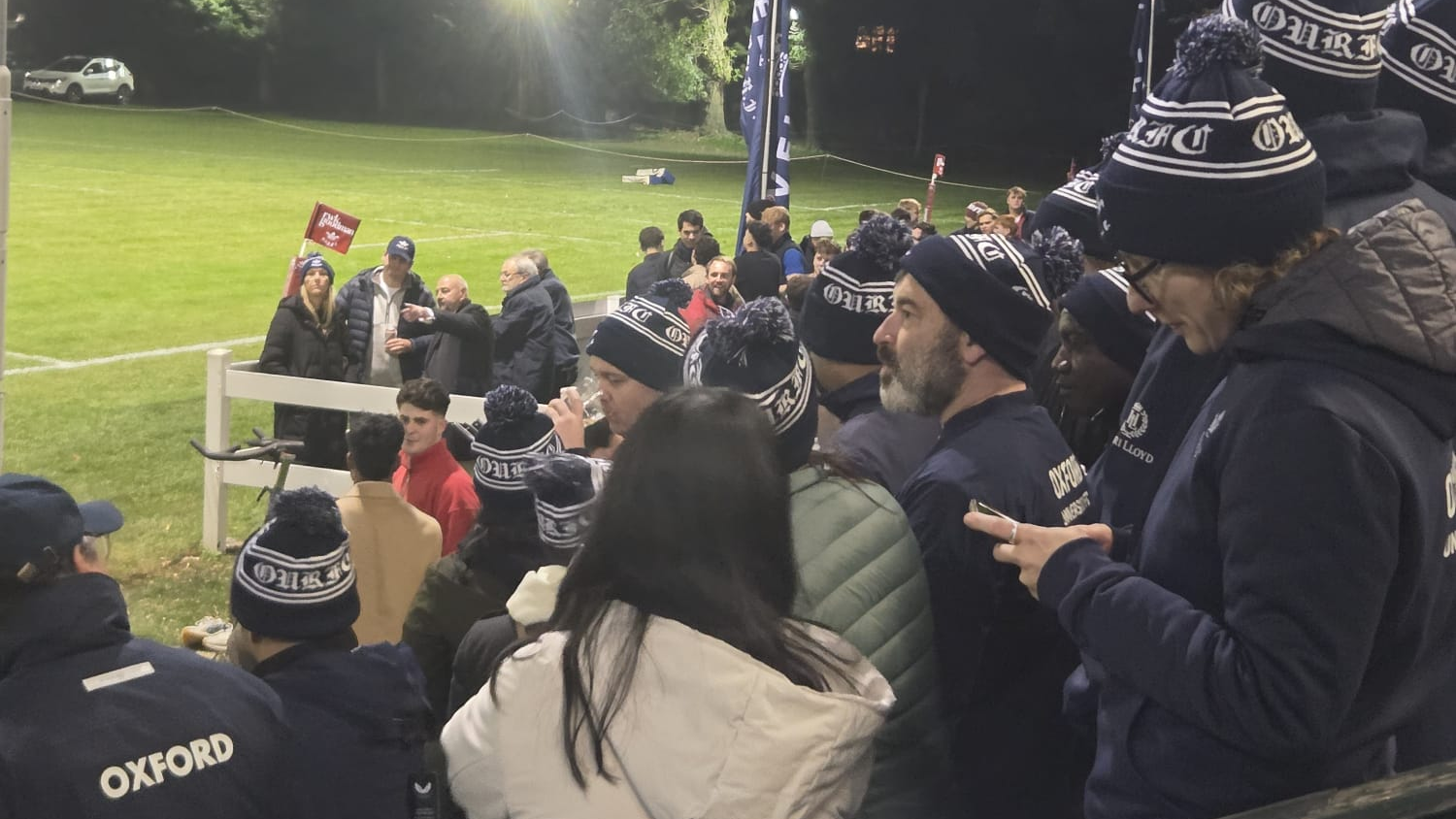 OURFC gathered in the stand at Iffley Road.