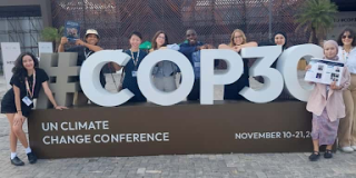 Image taken by Merna Elboghdady, used with her consent in the article. Shows the Global Youth Climate Training team at COP30.