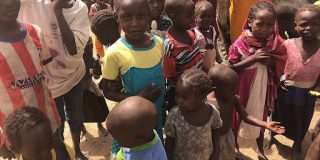 Internally-displaced children in a migrant camp in Darfur, Sudan.