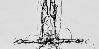 A sketch of the statue of Antony Gormley.