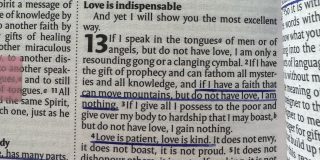 An image of the NIV Bible, 1 Corinthians 13
